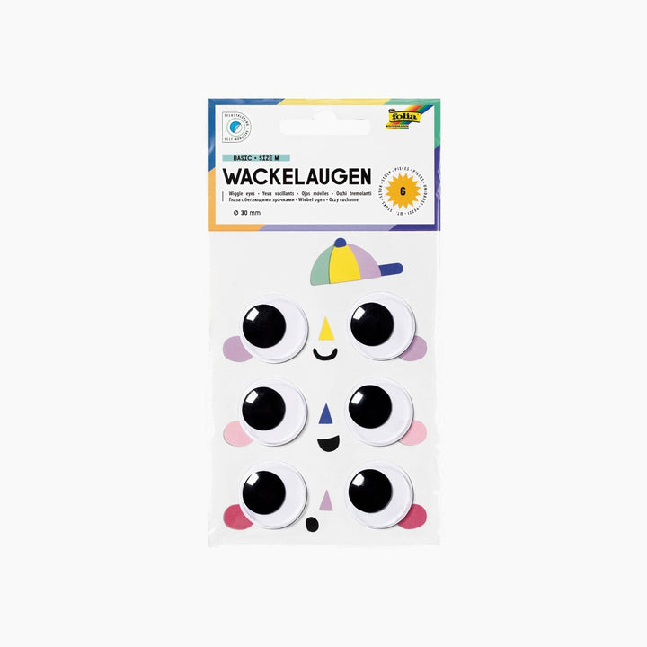 Folia Bio Self-Adhesive Wiggle Eyes – Basic, Size M, 30 mm