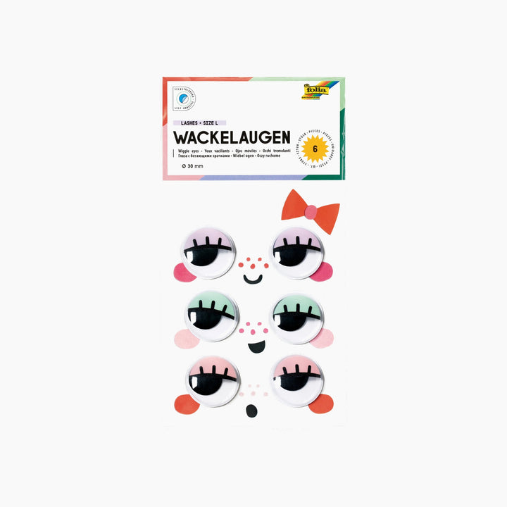 Folia Bio Self-Adhesive Wiggle Eyes with Lashes – Size M, 30 mm