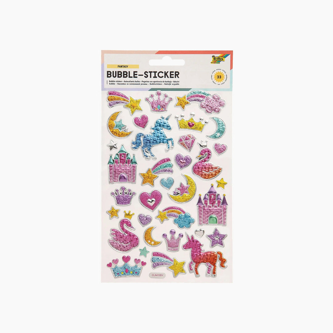 Folia Fantasy Bubble Stickers – 14 x 21 cm, 1 Sheet, 33 Stickers