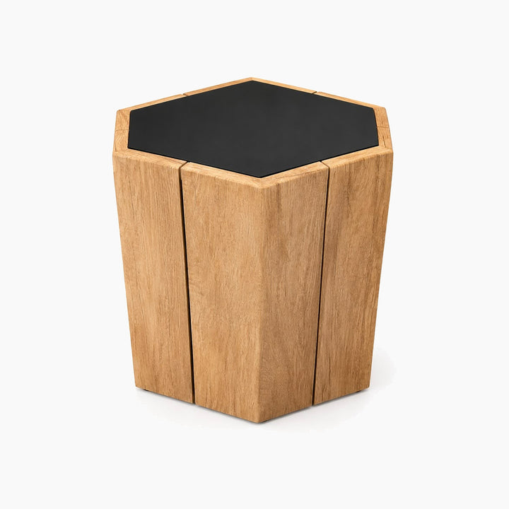 Aluminum Side Table with Wood-Look Edge