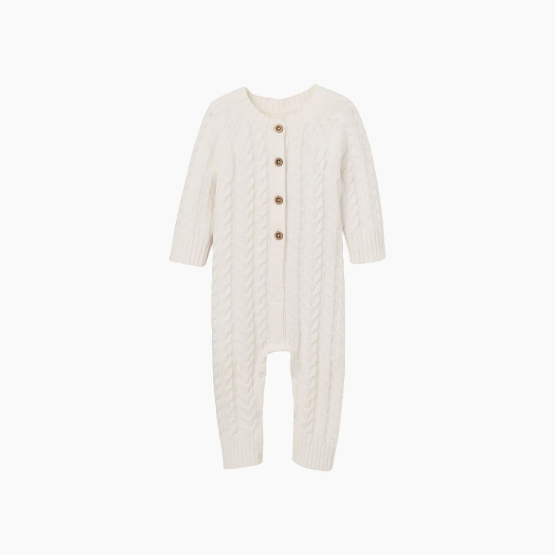 Elegant Baby Whisper White Knit Baby Jumpsuit