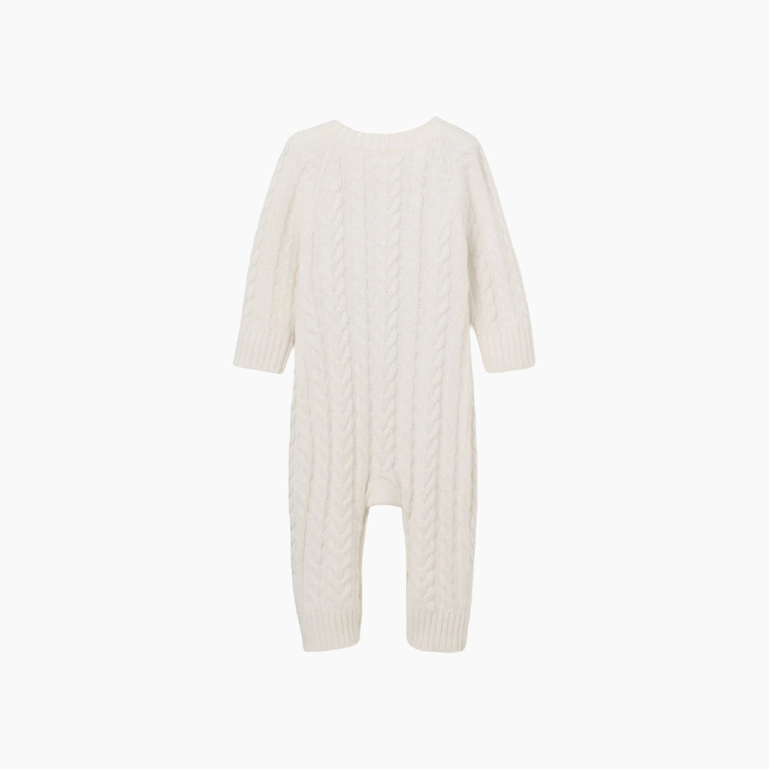 Elegant Baby Whisper White Knit Baby Jumpsuit