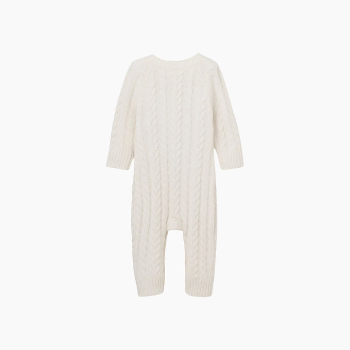 Elegant Baby Whisper White Knit Baby Jumpsuit