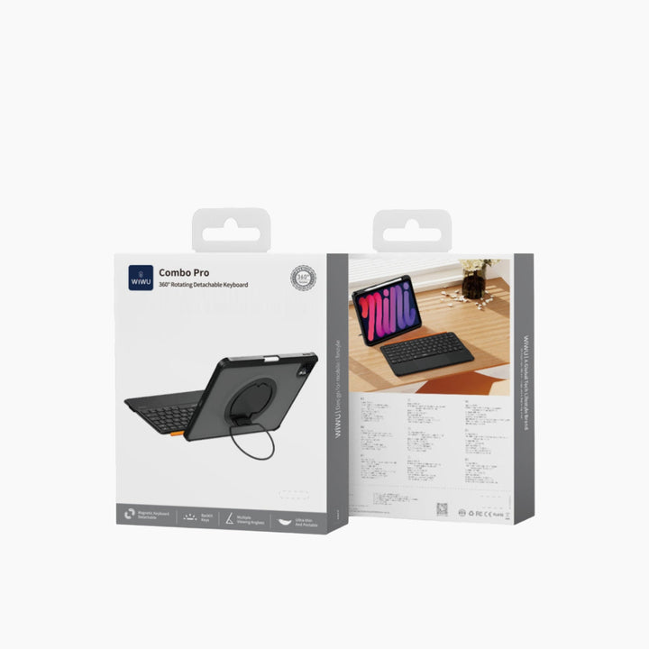 WiWU MK-007 Combo Pro 360° rotating detachable keyboard for iPad Air 11-inch with Arabic and English layouts