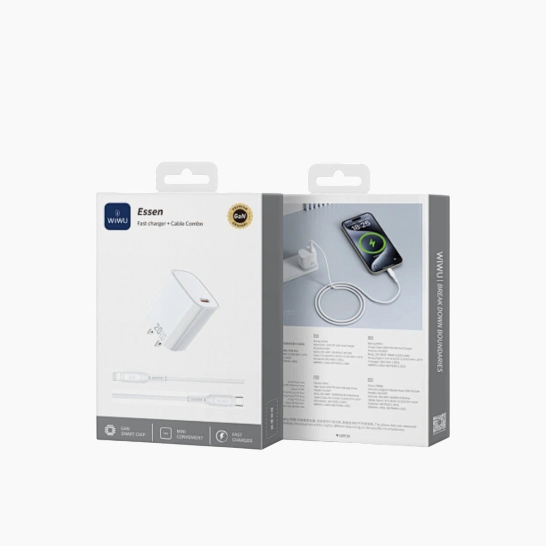 WiWU Wi-G007 Essen GaN fast charger combo adapter with USB-C port