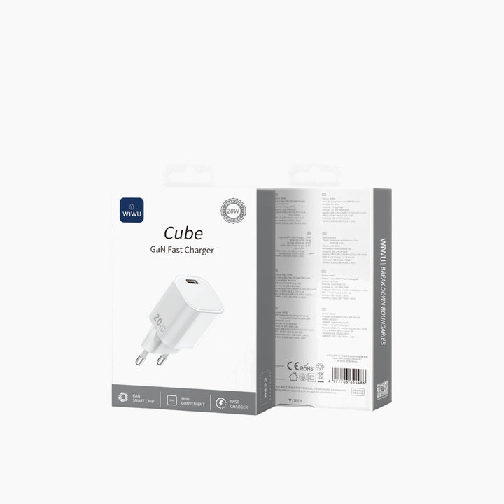 WiWU Wi-G014 Cube Fast Charger Adapter 20W with durable PC fireproof material