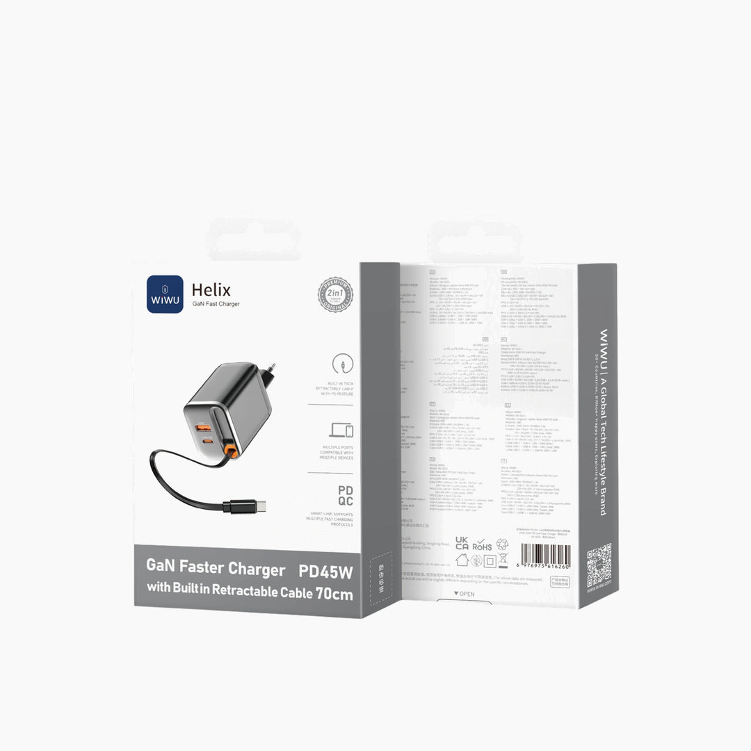 WiWU Wi-G021 Helix GaN USB-C fast charger adapter with EU plug