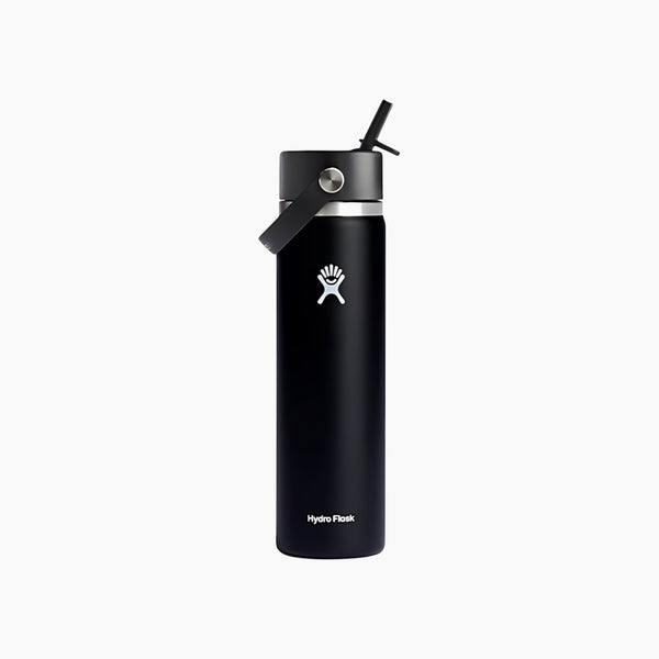 Wide Flex Straw Cap Black 24 Oz