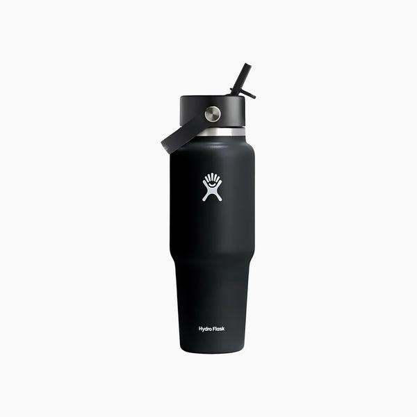 Wide Flex Straw Travel Bottle Black 24 Oz