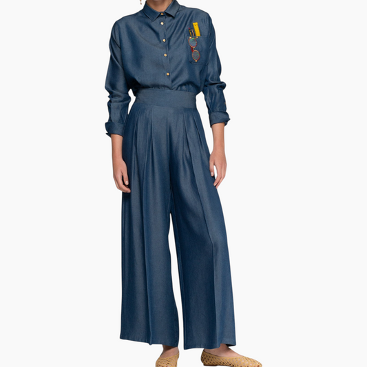 Vilagallo Wide Leg Tencel Denim Jeans Marian