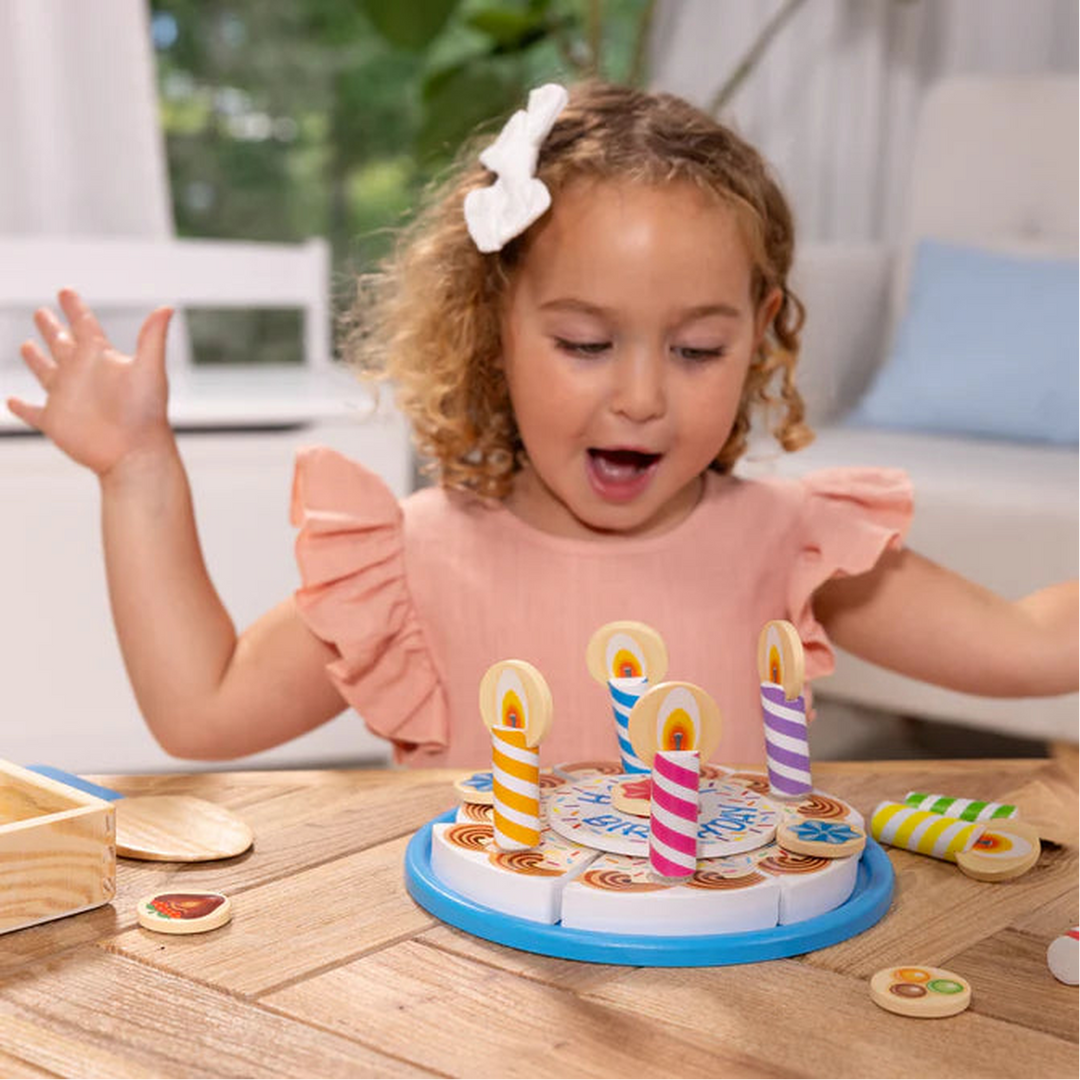 Melissa &amp; Doug Wooden Birthday Cake Play Set