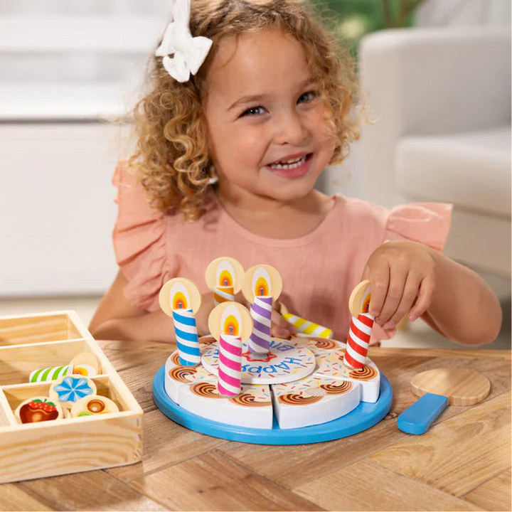 Melissa &amp; Doug Wooden Birthday Cake Play Set
