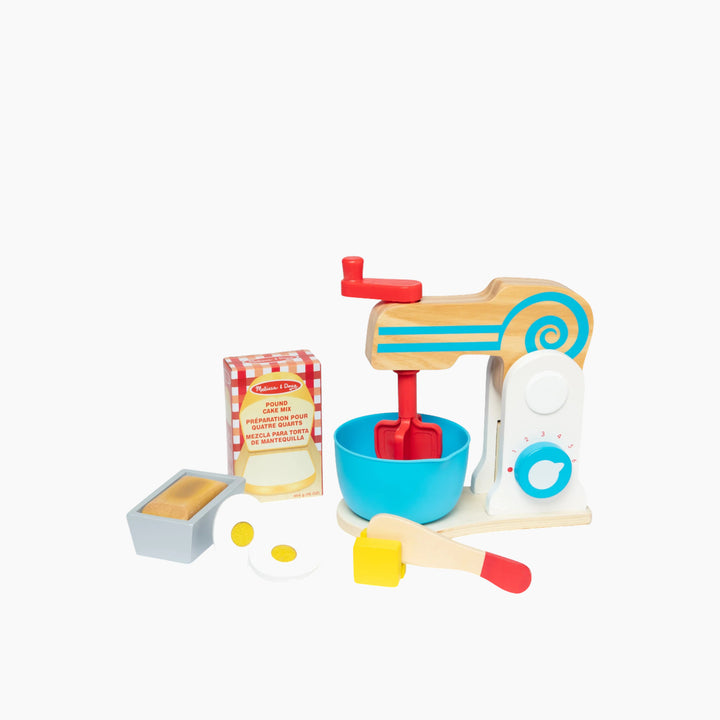 Melissa &amp; Doug wooden make-a-cake mixer set toy