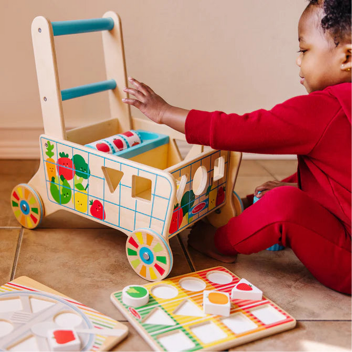 Melissa &amp; Doug Wooden Shape Sorting Grocery Cart