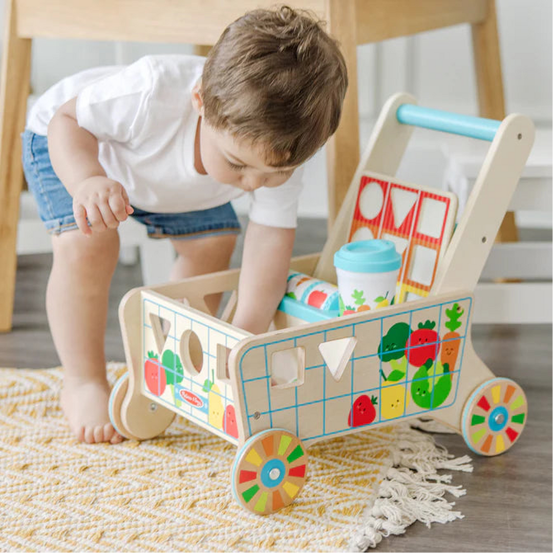 Melissa &amp; Doug Wooden Shape Sorting Grocery Cart