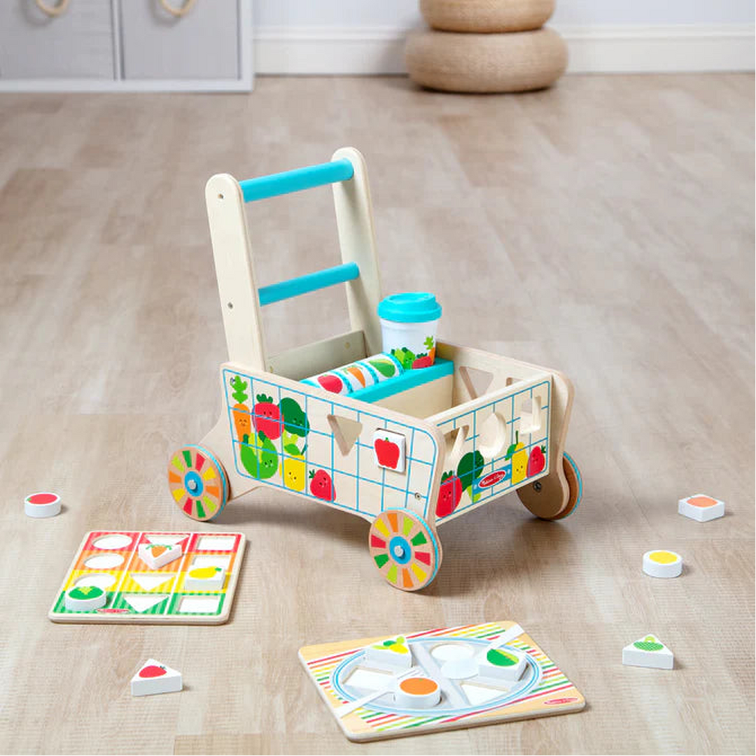 Melissa &amp; Doug Wooden Shape Sorting Grocery Cart