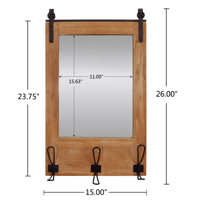K KILIPES Wooden Wall Rack Mirror