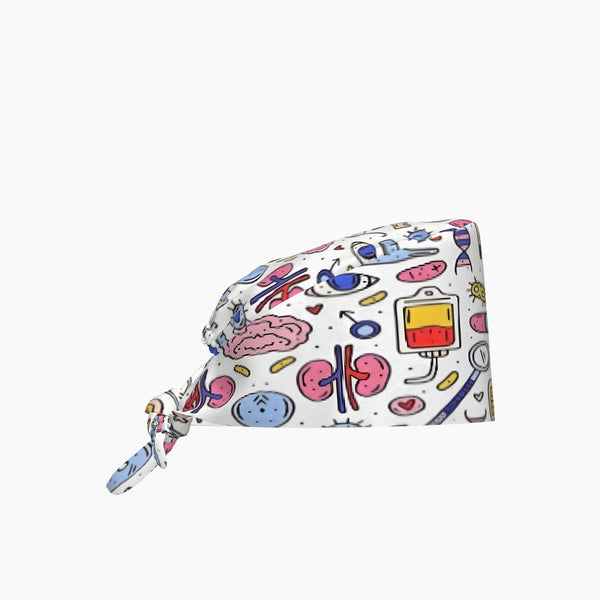 Working Cap with Sweatband Unisex Breathable Scrub Cap Adjustable Elastic Bandage Tie Back Hats