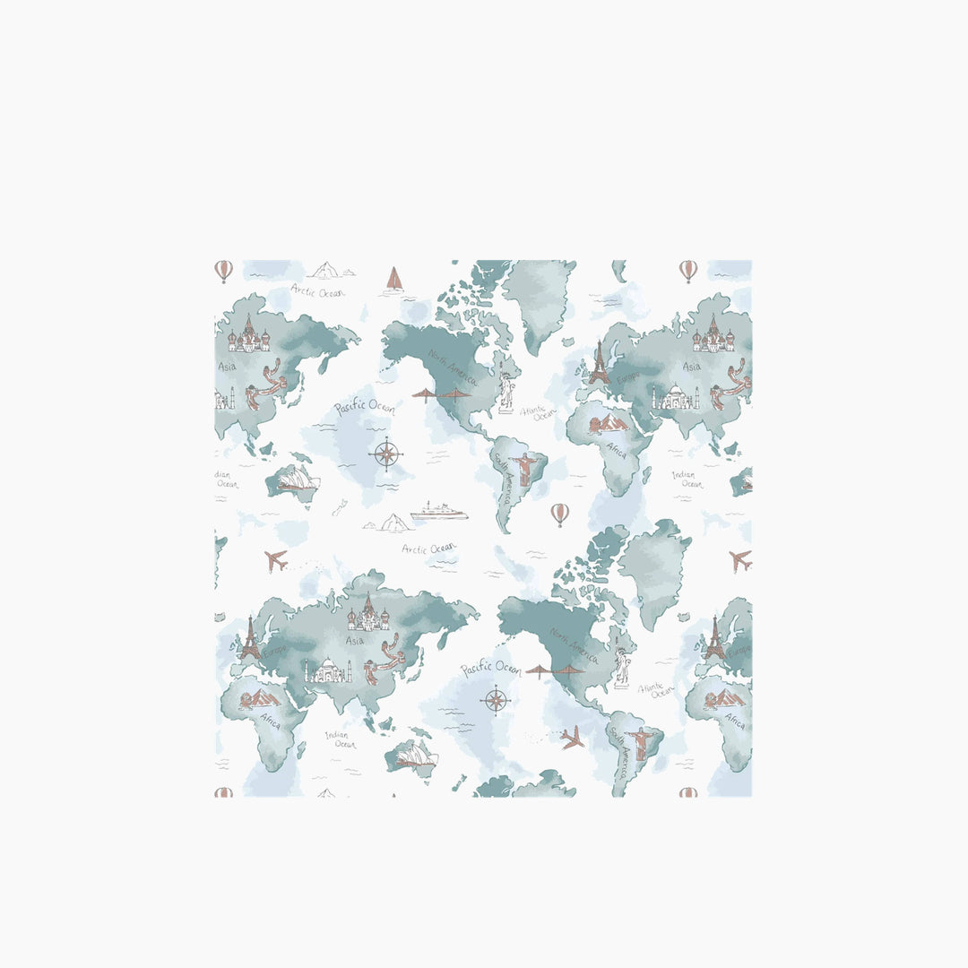 Bebe Au Lait World Map Oh So Soft Muslin Crib Sheet