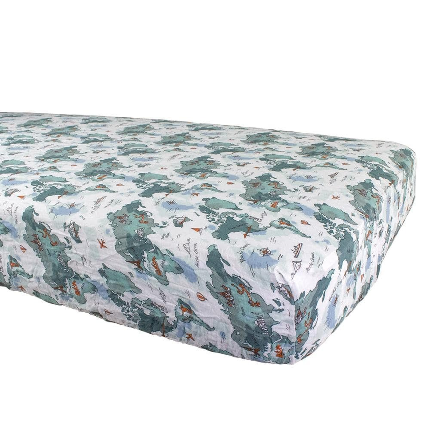 Bebe Au Lait World Map Oh So Soft Muslin Crib Sheet Bebe Au Lait World Map Oh So Soft Muslin Crib Sheet