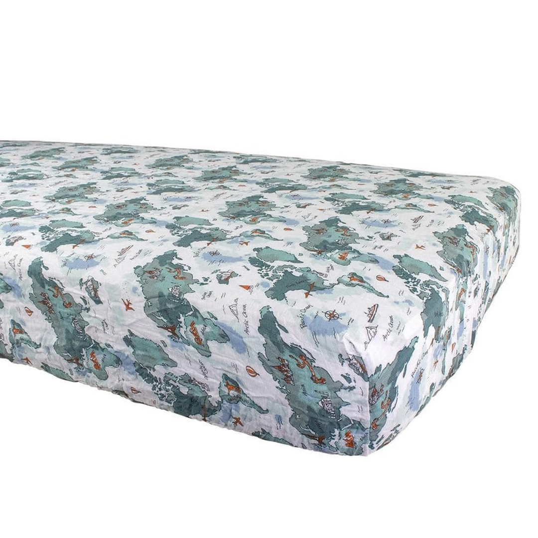 Bebe Au Lait World Map Oh So Soft Muslin Crib Sheet