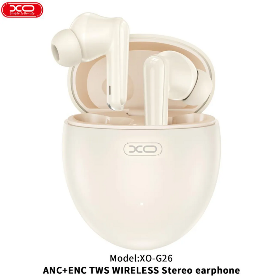 XO G26 ANC &amp; ENC Earbuds with Noise Isolation - White