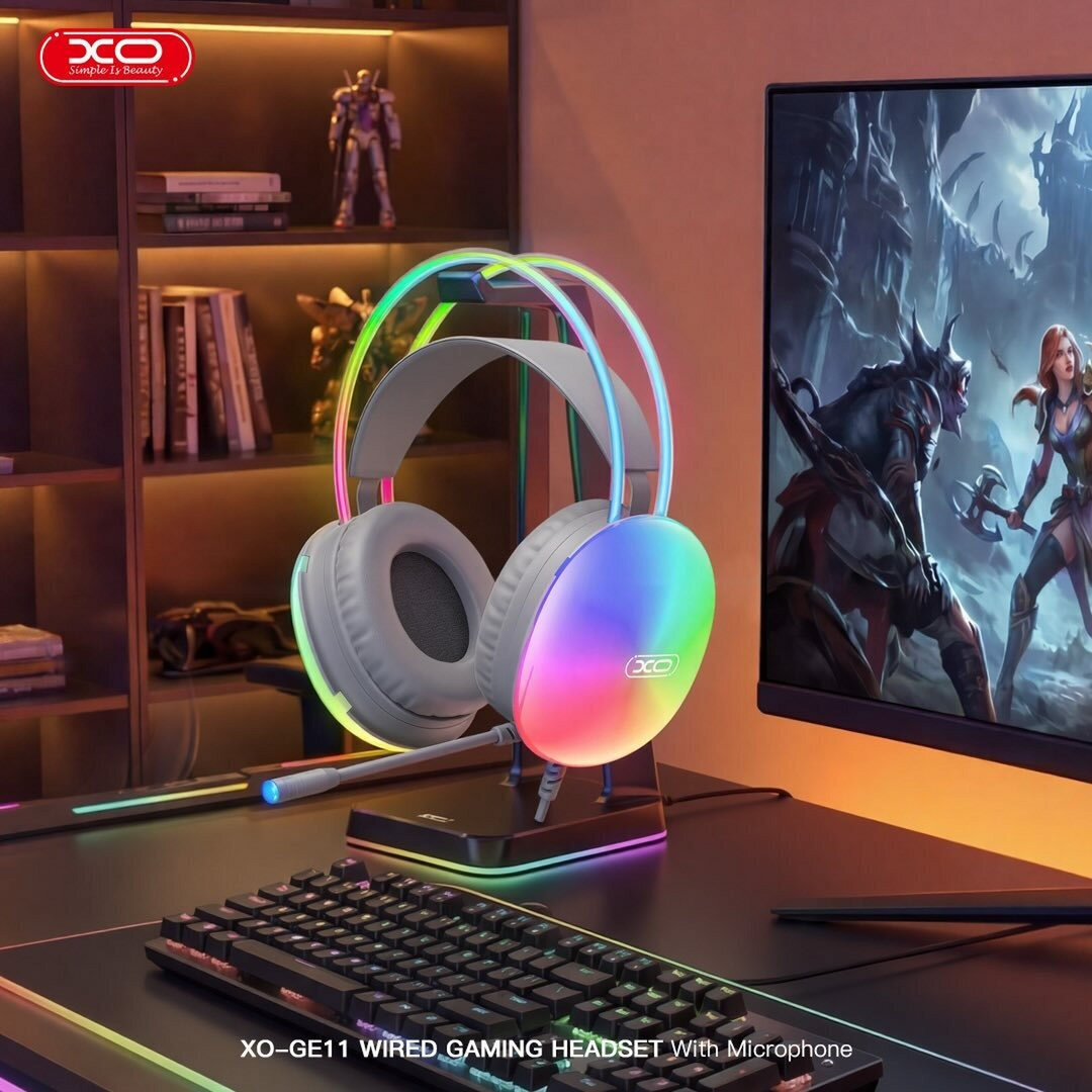 XO RGB Wired Gaming Headset with Microphone - White