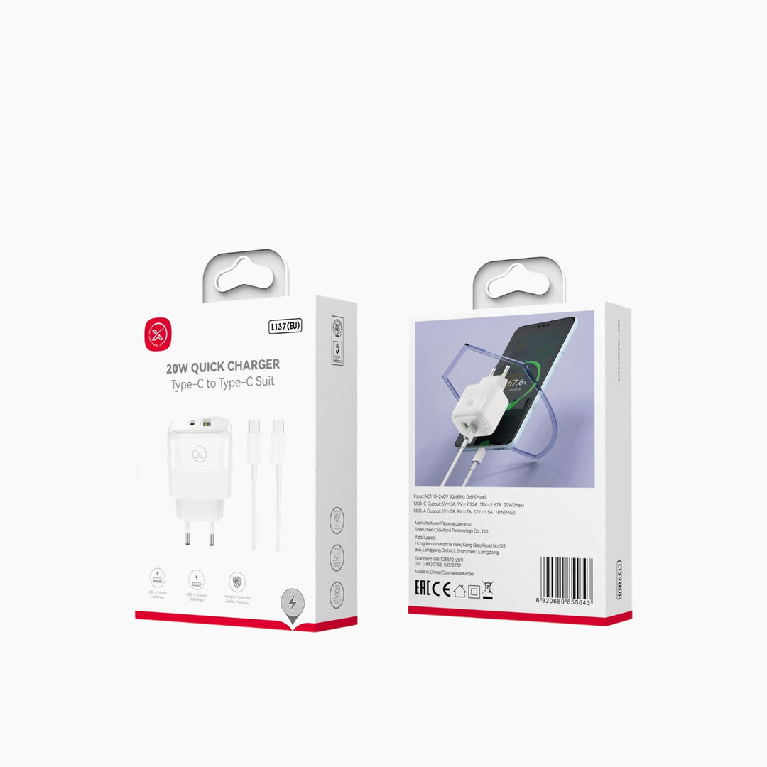 XO USB-C PD Charger with USB-C Cable