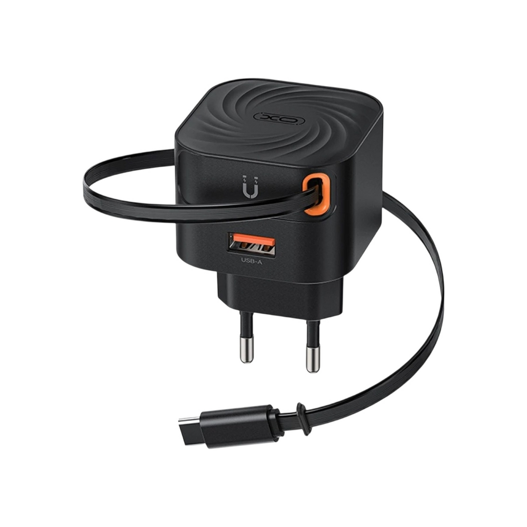 XO L165 20W Fast Charger with Retractable Cable