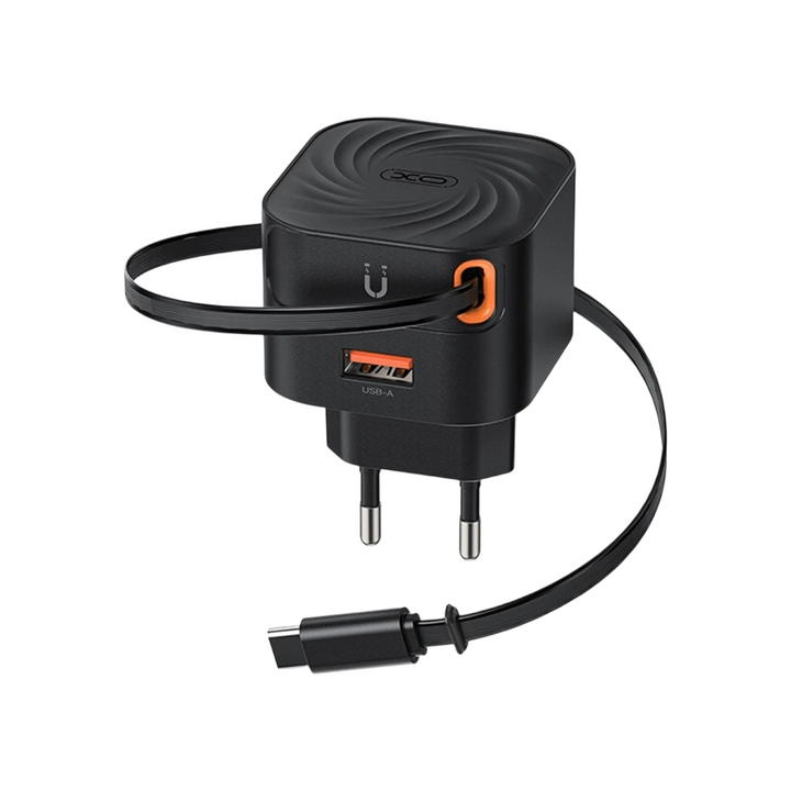 XO L165 20W Fast Charger with Retractable Cable