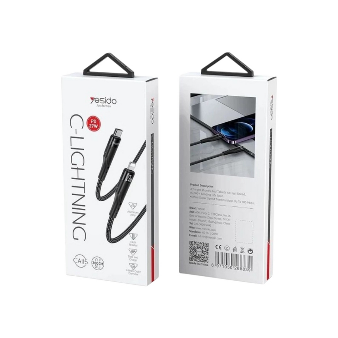 Yesido CA115 Type-C to Lightning 27W Cable - 3 m