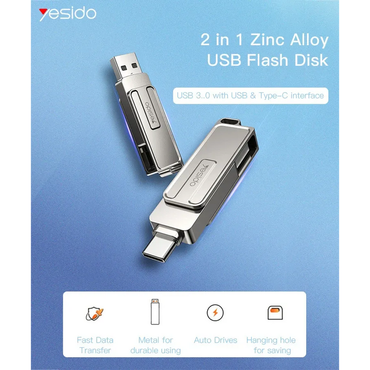 Yesido FL17 2-in-1 USB &amp; USB-C Flash Drive