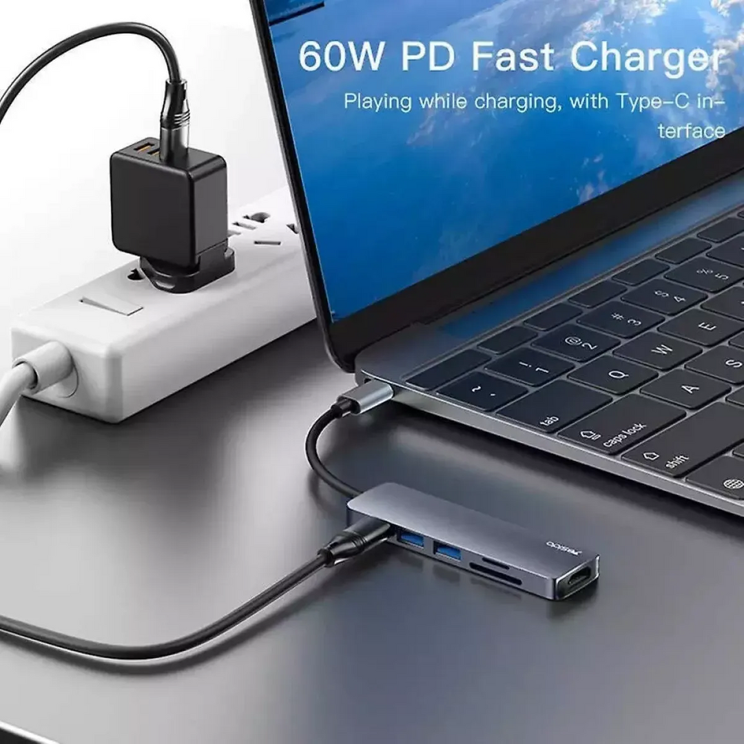 Yesido HB11 6-in-1 USB-C Hub with 4K HDMI &amp; Card Reader