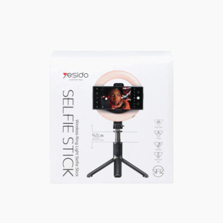 YESIDO SF12 Selfie Stick with Ring Light