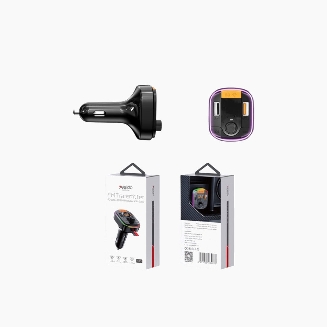 YESIDO Y45 Car Charger With Bluetooth Digital Display FM