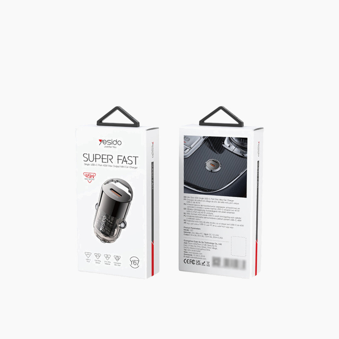 YESIDO Y67 Type-C Fast Charging Mini Car Charger (45W)