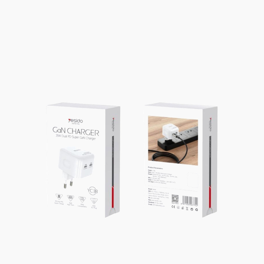 YESIDO YC38 35W GaN dual PD fast charging adapter