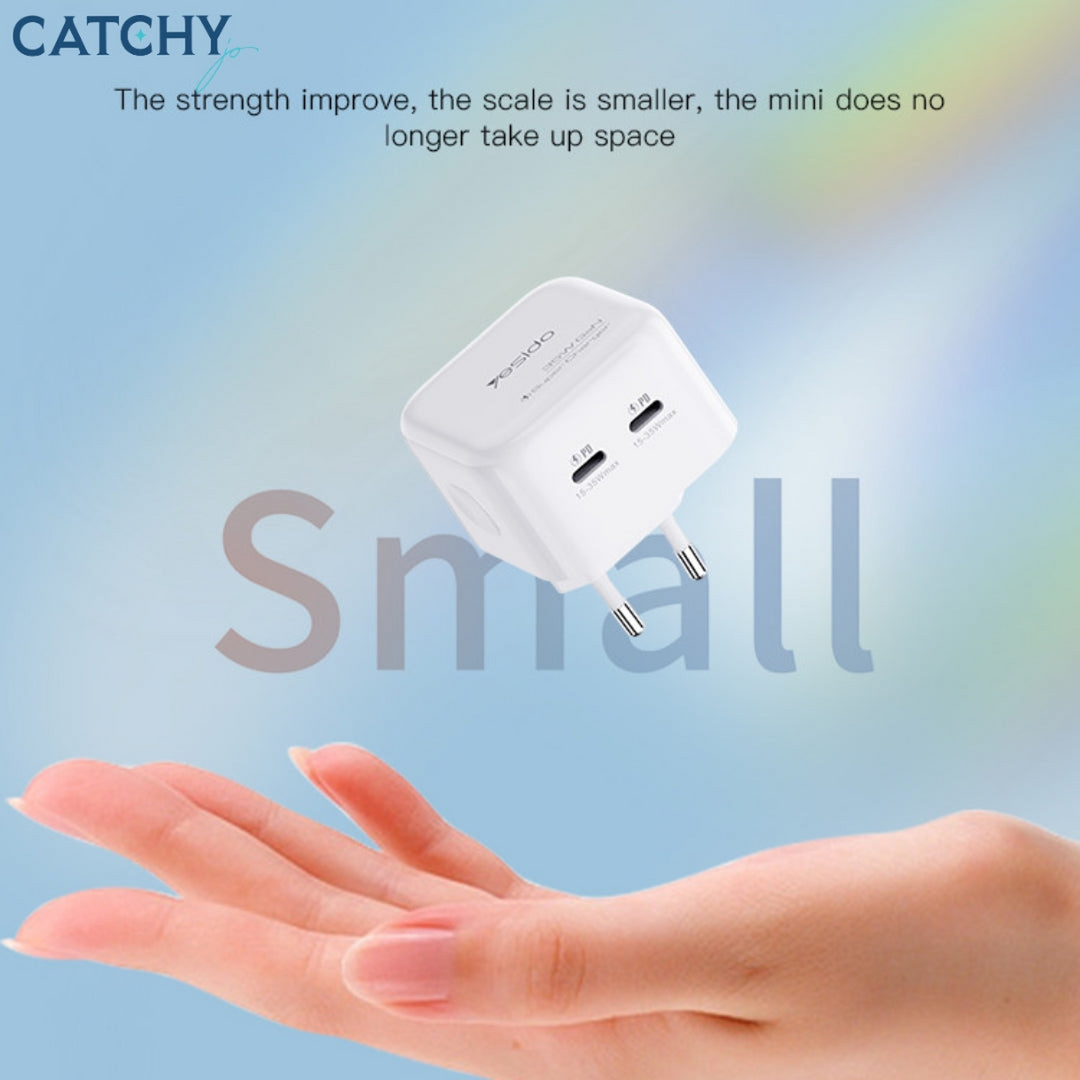 YESIDO YC38 35W GaN dual PD fast charging adapter