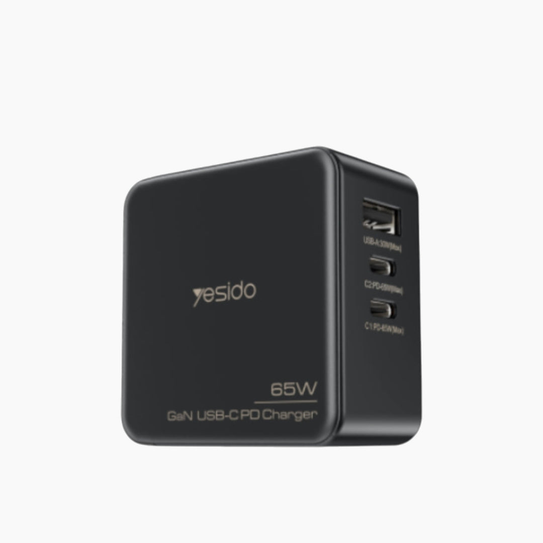 YESIDO YC42 65W GaN 3-port wall charger adapter with replaceable plugs