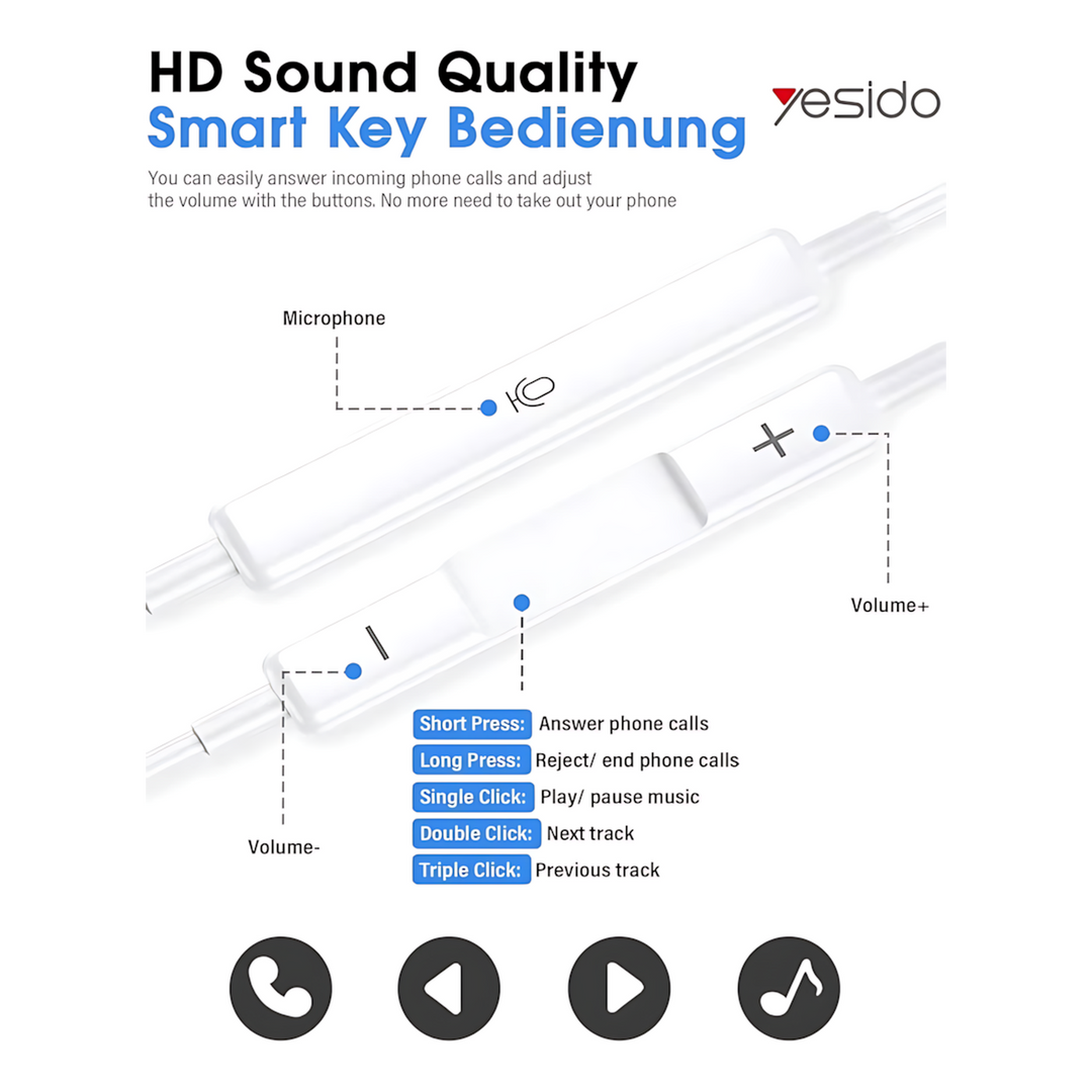 YESIDO YH50 iPhone earphones with high bass performance