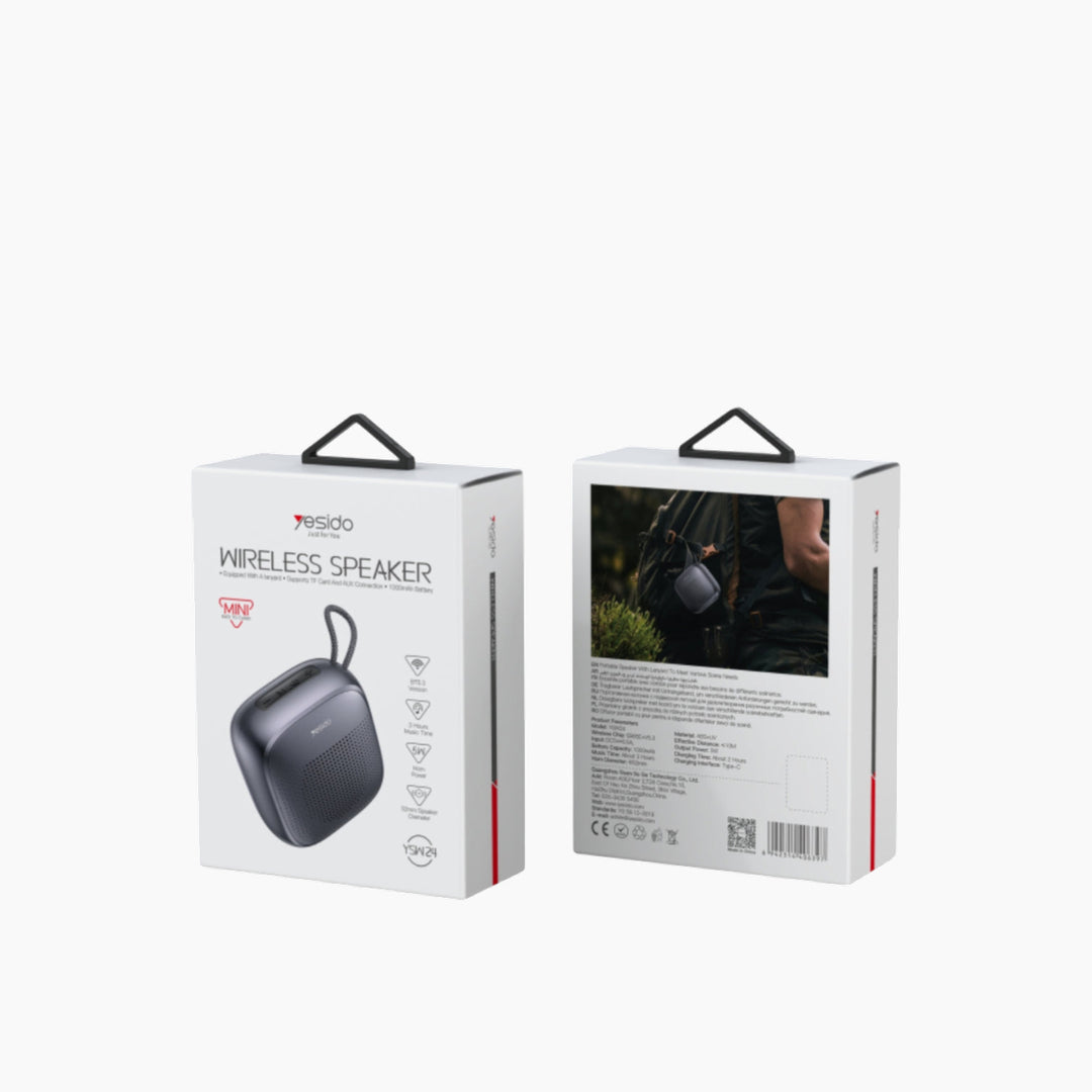 YESIDO YSW24 mini portable wireless speaker with integrated hanging rope