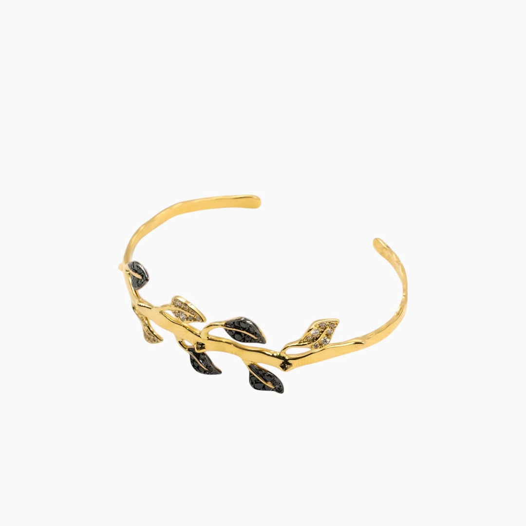 Nadine Shami Yellow Gold Bangle with Black and White Diamond Bangle