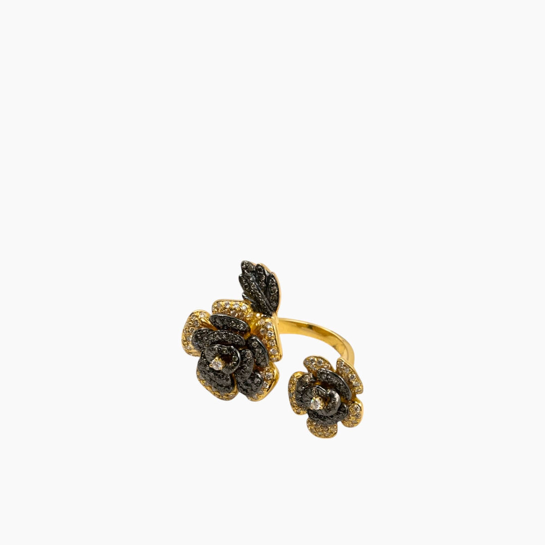 Nadine Shami Yellow Gold Ring with Brown Diamond and White Diamond Ring