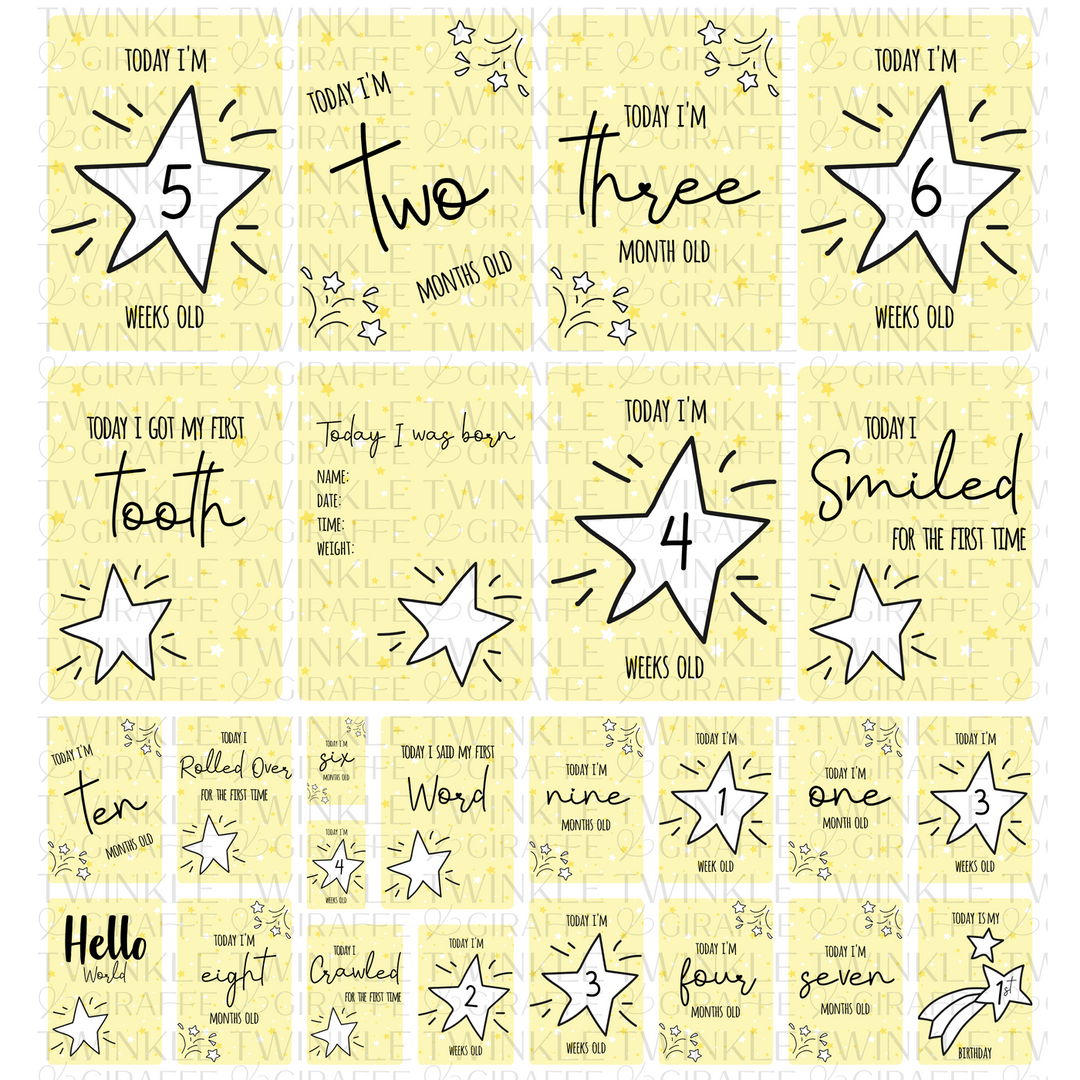 Twinkle &amp; Giraffe Milestone Cards Set of 25