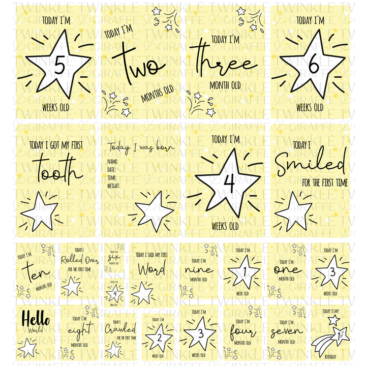 Twinkle &amp; Giraffe Milestone Cards Set of 25