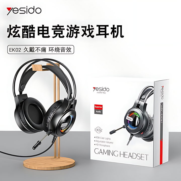 YESIDO EK02 gaming headset with RGB lighting