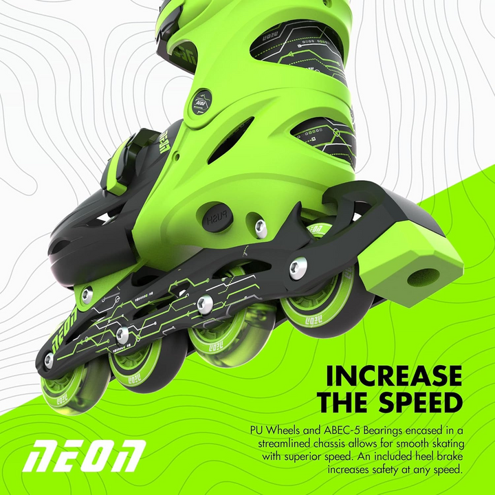 حذاء تزلج Yvolution Neon Combo أخضر مقاس 34-37