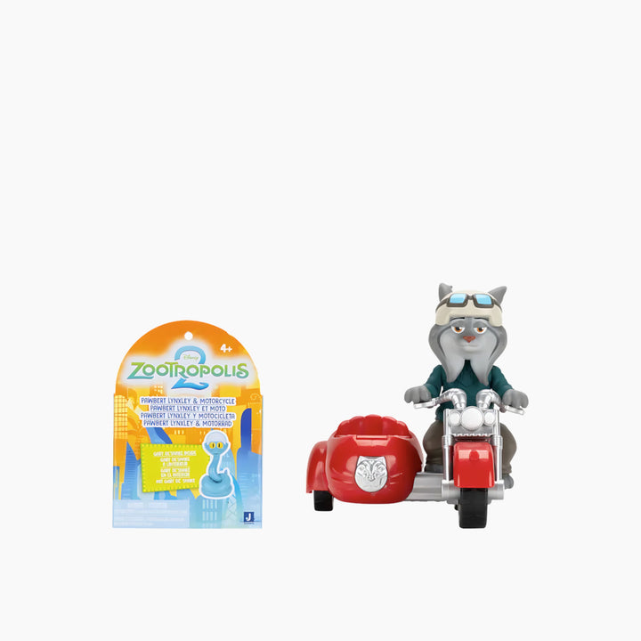 JAZWARES Zootopia- مركبة صغيرة مع مجسم- لينكس بوبيرت مع الأفعى غاري