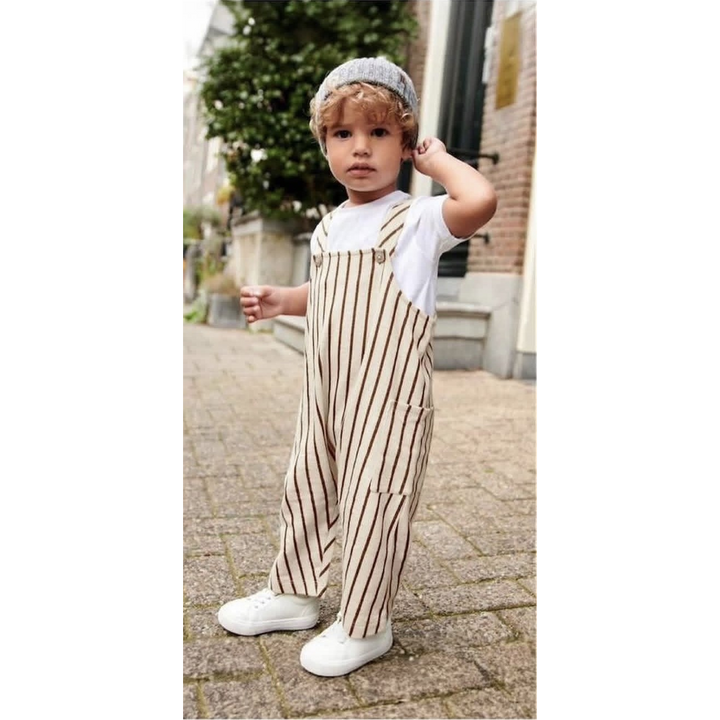 ZARA Striped Overall and White t-shirt