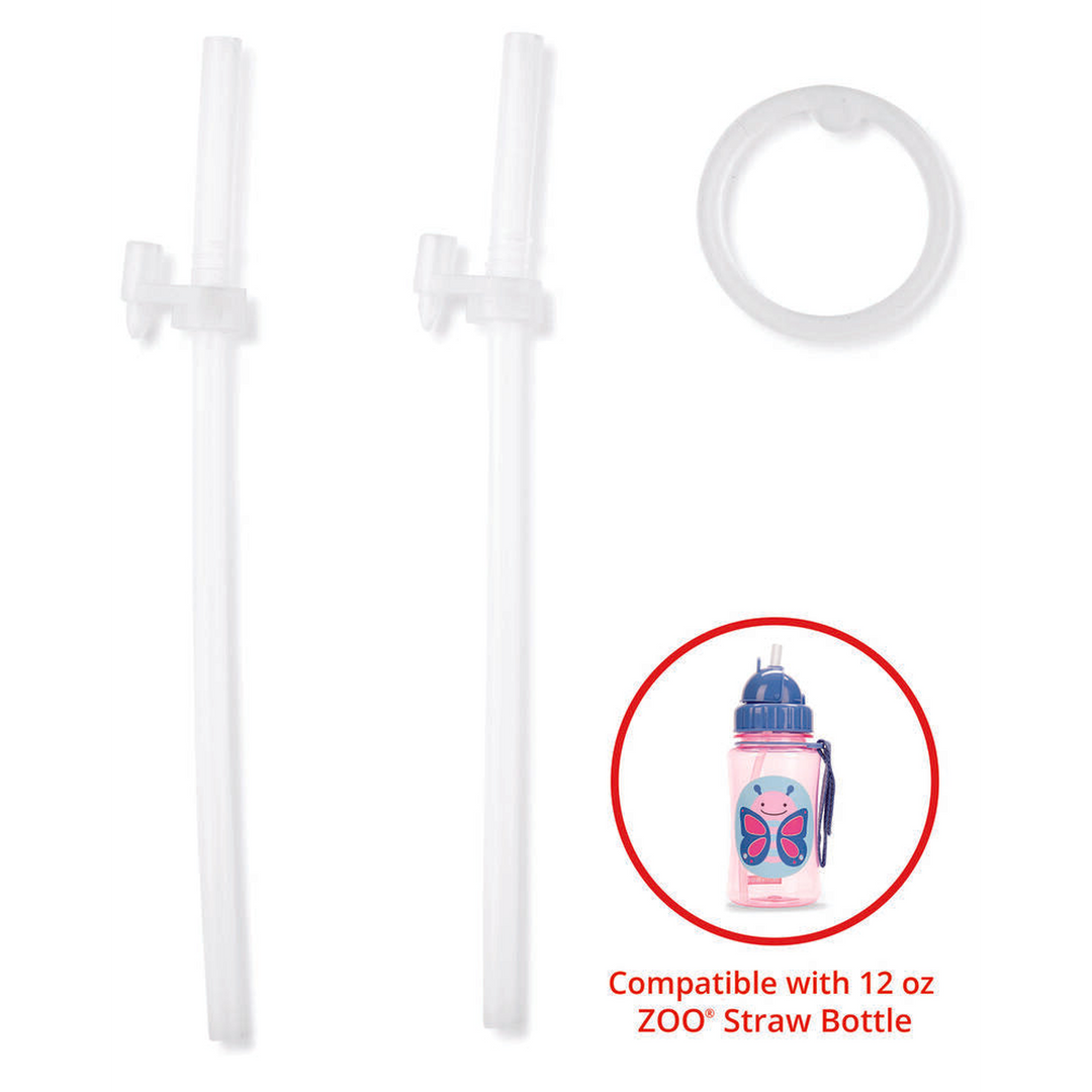 Skip Hop Zoo Straw Bottle (12 Oz) Extra Straws - 2-Pack